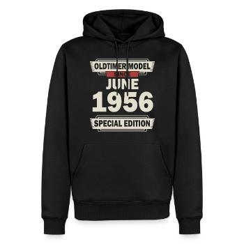 66. Geburtstag Juni Jahrgang 1956 Geschenkidee - Männer Premium Bio Hoodie - Schwarz - Vorne - Nico (187cm)