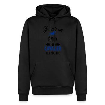 je suis cavalier qui déchire et époux - Sweat à capuche Premium bio Homme - noir - Devant - Nico (187cm)
