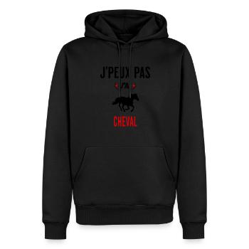 J'peux pas j'ai cheval phrase humoristique - Sweat à capuche Premium bio Homme - noir - Devant - Nico (187cm)