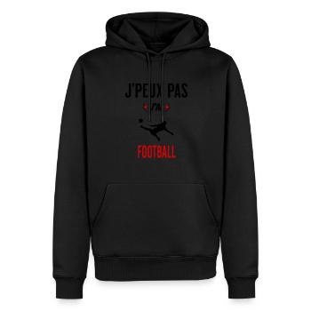 J'peux pas j'ai football phrase humoristique - Sweat à capuche Premium bio Homme - noir - Devant - Nico (187cm)