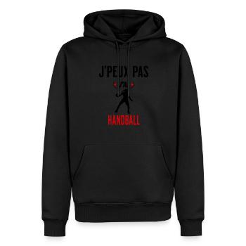 J'peux pas j'ai handball phrase humoristique - Sweat à capuche Premium bio Homme - noir - Devant - Nico (187cm)