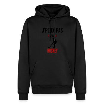 J'peux pas j'ai hockey phrase humoristique - Sweat à capuche Premium bio Homme - noir - Devant - Nico (187cm)