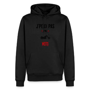 J'peux pas j'ai moto phrase humoristique - Sweat à capuche Premium bio Homme - noir - Devant - Nico (187cm)