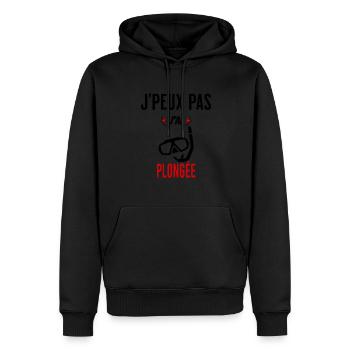 J'peux pas j'ai plongée phrase humoristique - Sweat à capuche Premium bio Homme - noir - Devant - Nico (187cm)