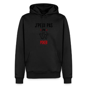 J'peux pas j'ai poker phrase humoristique - Sweat à capuche Premium bio Homme - noir - Devant - Nico (187cm)