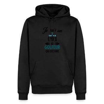 je suis golfeur qui déchire et époux - Sweat à capuche Premium bio Homme - noir - Devant - Nico (187cm)