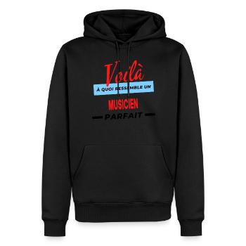 Voilà a quoi ressemble un MUSICIEN Humour - Sweat à capuche Premium bio Homme - noir - Devant - Nico (187cm)