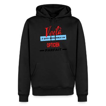 Voilà a quoi ressemble un OPTICIEN Humour - Sweat à capuche Premium bio Homme - noir - Devant - Nico (187cm)