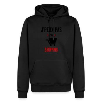 J'peux pas j'ai shopping phrase humoristique - Sweat à capuche Premium bio Homme - noir - Devant - Nico (187cm)