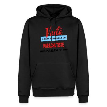 Voilà a quoi ressemble un PARACHUTISTE Humour - Sweat à capuche Premium bio Homme - noir - Devant - Nico (187cm)
