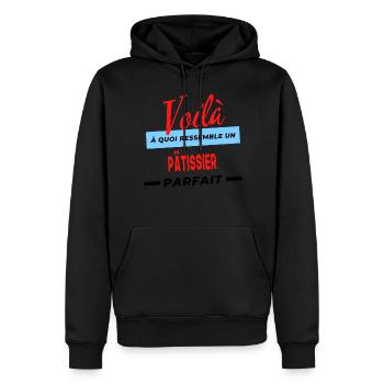 Voilà a quoi ressemble un PÂTISSIER Humour - Sweat à capuche Premium bio Homme - noir - Devant - Nico (187cm)