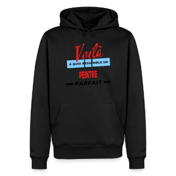 Voilà a quoi ressemble un PEINTRE Humour - Sweat à capuche Premium bio Homme - noir - Devant - Nico (187cm)