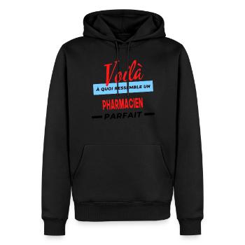 Voilà a quoi ressemble un PHARMACIEN Humour - Sweat à capuche Premium bio Homme - noir - Devant - Nico (187cm)