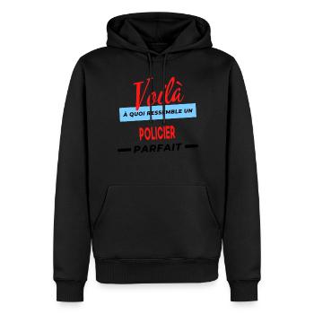 Voilà a quoi ressemble un POLICIER Humour - Sweat à capuche Premium bio Homme - noir - Devant - Nico (187cm)