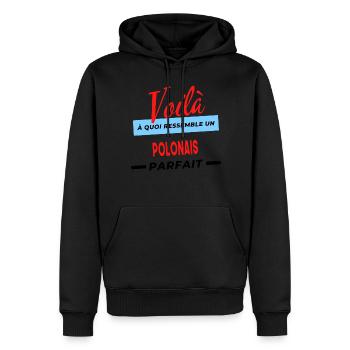 Voilà a quoi ressemble un POLONAIS Humour - Sweat à capuche Premium bio Homme - noir - Devant - Nico (187cm)