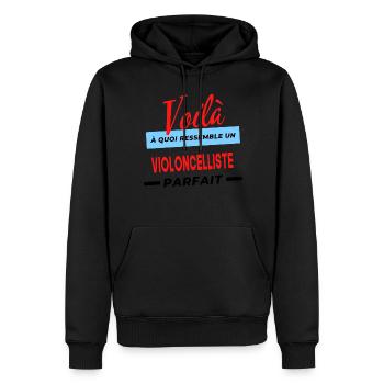 Voilà a quoi ressemble un VIOLONCELLISTE Humour - Sweat à capuche Premium bio Homme - noir - Devant - Nico (187cm)