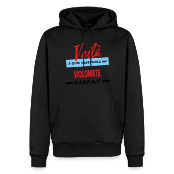 Voilà a quoi ressemble un VIOLONISTE Humour - Sweat à capuche Premium bio Homme - noir - Devant - Nico (187cm)