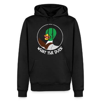 Qu’est-ce que le canard drôle d’animal jeux de mots - Sweat à capuche Premium bio Homme - noir - Devant - Nico (187cm)