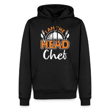 Chef Chef Chef Cuisine Drôle de dicton - Sweat à capuche Premium bio Homme - noir - Devant - Nico (187cm)
