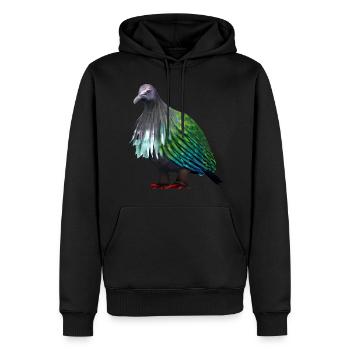 Illustration de pigeon grue - Sweat à capuche Premium bio Homme - noir - Devant - Nico (187cm)