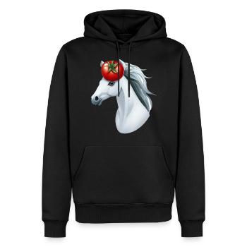 Tomate tête de cheval - Creative Horse & Vegetable Design - Sweat à capuche Premium bio Homme - noir - Devant - Nico (187cm)