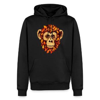 Herbstzauber mit Schimpanse: Laub und Blätter in - Männer Premium Bio Hoodie - Schwarz - Vorne - Nico (187cm)