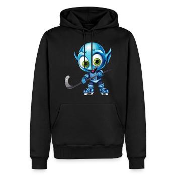 Schimpanse Eishockeyspieler: Dynamisches - Männer Premium Bio Hoodie - Schwarz - Vorne - Nico (187cm)