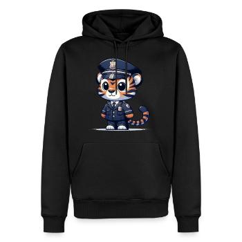Officier de police tigre mignon - Sweat à capuche Premium bio Homme - noir - Devant - Nico (187cm)