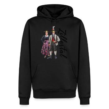 Zillertal - Männer Premium Bio Hoodie - Schwarz - Vorne - Nico (187cm)