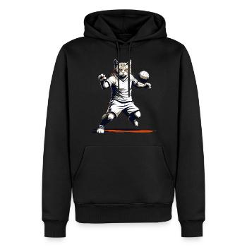 Cool Handball Cat Look Streetwear Iconique - Sweat à capuche Premium bio Homme - noir - Devant - Nico (187cm)