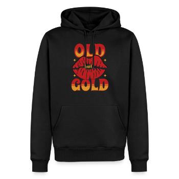 Vieux mais doré avec des lèvres rouges à bouche de baiser - Sweat à capuche Premium bio Homme - noir - Devant - Nico (187cm)