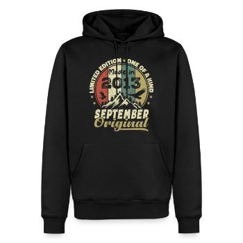 2013 - Les légendes sont nées en septembre 2013 - Sweat à capuche Premium bio Homme - noir - Devant - Nico (187cm)