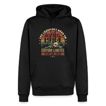Les Légendes Sont Nées En Avril 1984 Cadeau 1984 - Sweat à capuche Premium bio Homme - noir - Devant - Nico (187cm)