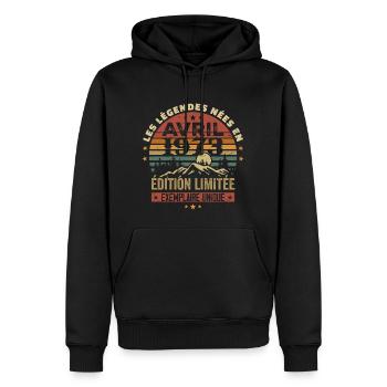 Les Légendes Sont Nées En Avril 1973 Cadeau 1973 - Sweat à capuche Premium bio Homme - noir - Devant - Nico (187cm)