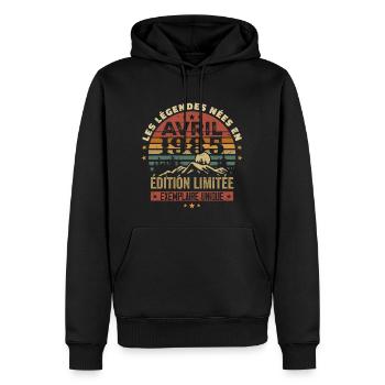 Les Légendes Sont Nées En Avril 1985 Cadeau 1985 - Sweat à capuche Premium bio Homme - noir - Devant - Nico (187cm)