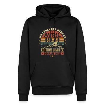 Les Légendes Sont Nées En Avril 1971 Cadeau 1971 - Sweat à capuche Premium bio Homme - noir - Devant - Nico (187cm)