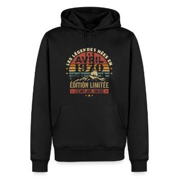 Les Légendes Sont Nées En Avril 1970 Cadeau 1970 - Sweat à capuche Premium bio Homme - noir - Devant - Nico (187cm)