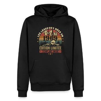 Les légendes Nées en Mai 1969 Cadeau 1969 Vintage - Sweat à capuche Premium bio Homme - noir - Devant - Nico (187cm)