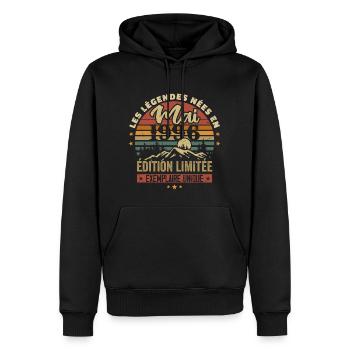 Les légendes Nées en Mai 1996 Cadeau 1996 Vintage - Sweat à capuche Premium bio Homme - noir - Devant - Nico (187cm)