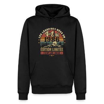 Les légendes Nées en Mai 1986 Cadeau 1986 Vintage - Sweat à capuche Premium bio Homme - noir - Devant - Nico (187cm)