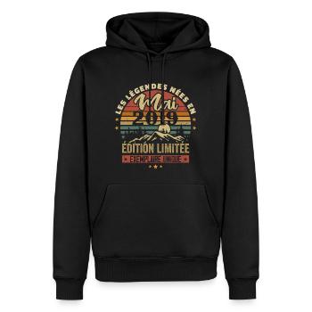 Les légendes Nées en Mai 2019 Cadeau 2019 Vintage - Sweat à capuche Premium bio Homme - noir - Devant - Nico (187cm)