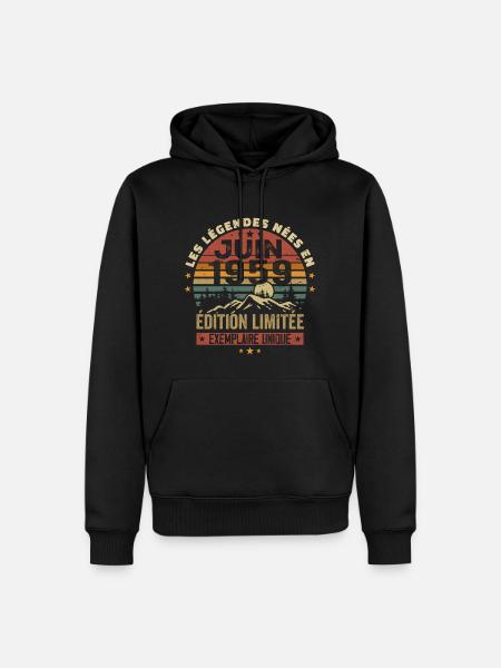 Geboren in juni 1959 Vintage juni 1959 verjaardag - Mannen Premium Bio hoodie - zwart