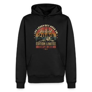 Juli 2009 Jahrgangs-Jubiläum 2009 Juli - Männer Premium Bio Hoodie - Schwarz - Vorne - Nico (187cm)
