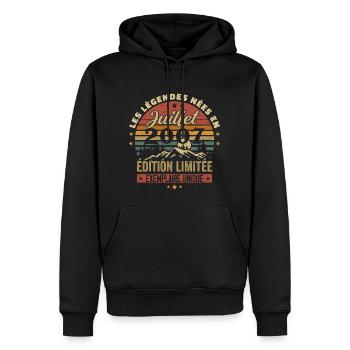 Juli 2007 Vintage Geburtstag 2007 Juli - Männer Premium Bio Hoodie - Schwarz - Vorne - Nico (187cm)