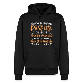 Je Suis Prof de Français - Sweat à capuche Premium bio Homme - noir - Devant - Nico (187cm)