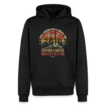 August 2018 Geburtstagsgeschenk August 2018 August - Männer Premium Bio Hoodie - Schwarz - Vorne - Nico (187cm)