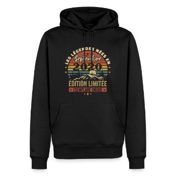 Rétro 2020 - Les légendes nées en Septembre 2020 - Sweat à capuche Premium bio Homme - noir - Devant - Nico (187cm)