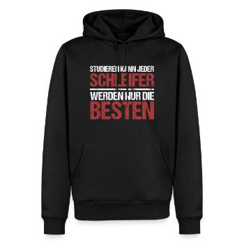 Anyone can study; Grinders are the best - Men’s Premium Organic Hoodie - black - Front - Nico (187cm)