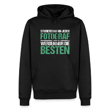 Anyone can study - Photographer Edition - Men’s Premium Organic Hoodie - black - Front - Nico (187cm)