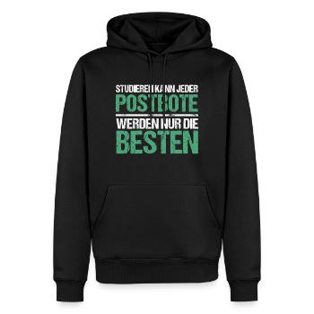 Studieren kann jeder - Postbote Edition - Männer Premium Bio Hoodie - Schwarz - Vorne - Nico (187cm)
